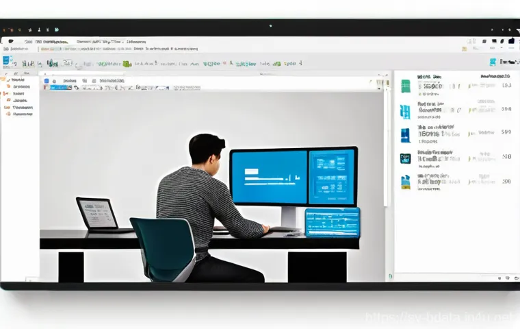 빅데이터 기술자 이직 성공 사례 - **Prompt 2: Collaborative Big Data Team**
    A vibrant, diverse group of four professionals (two me...