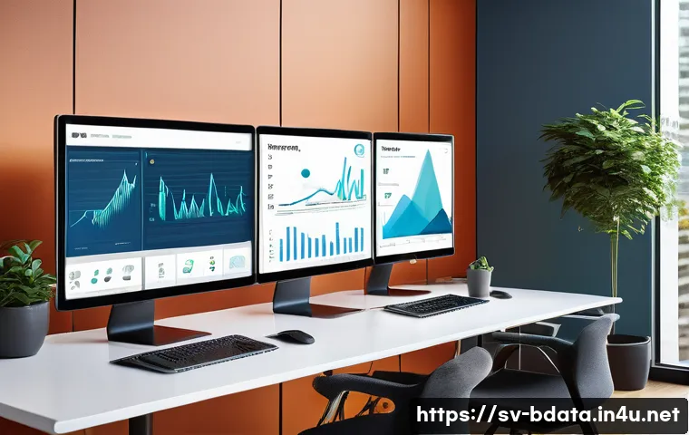 빅데이터 분석 툴 베스트 5 - A modern Scandinavian office environment with diverse professionals collaborating around a large tou...