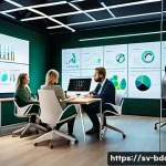 빅데이터 실무에서 데이터 분류 모델 사례 - A high-tech Scandinavian office environment showing a diverse team of professionals analyzing large ...