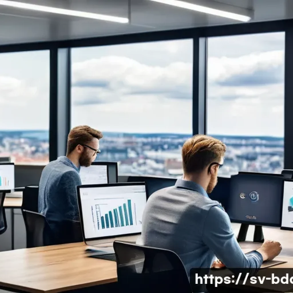 빅데이터 기술자의 직무별 역량 요구사항 - A modern Scandinavian office environment with a diverse team of data engineers and data scientists c...