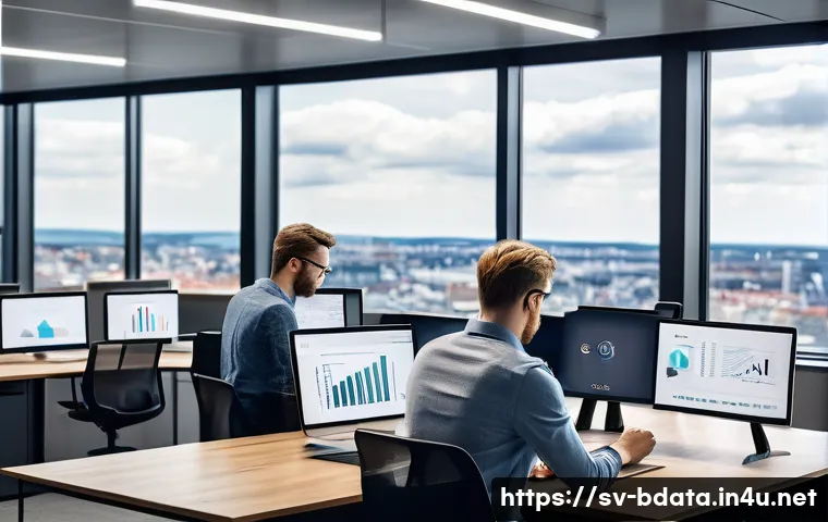 빅데이터 기술자의 직무별 역량 요구사항 - A modern Scandinavian office environment with a diverse team of data engineers and data scientists c...