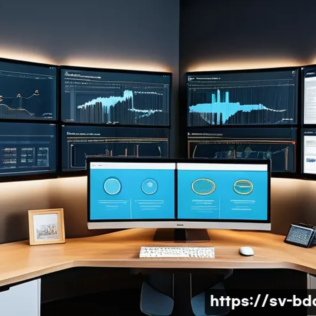 빅데이터 기술자를 위한 코딩 테스트 준비 - A detailed, futuristic data engineering workspace featuring multiple large monitors displaying Hadoo...