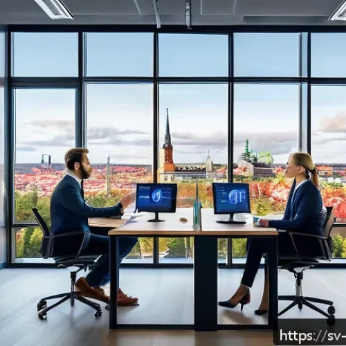 Home 30 빅데이터 기술자의 성과 발표 사례 - A modern Scandinavian office environment with a diverse team of professionals analyzing big data on ...