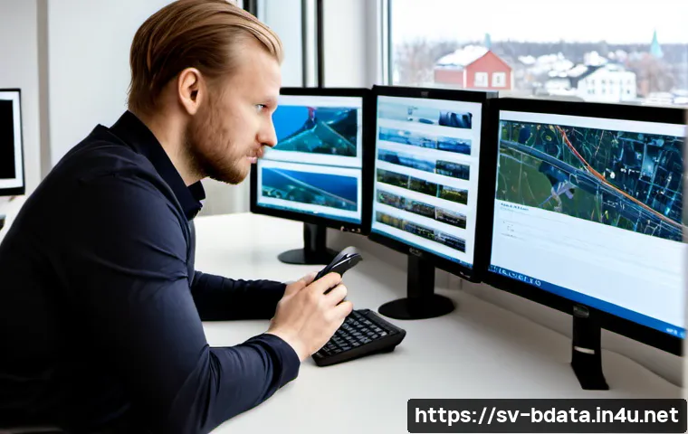 빅데이터 실무에서 발생할 수 있는 윤리적 딜레마 - Photorealistic ethical dilemma in a Swedish big-data workplace, a thoughtful data analyst at a clean...
