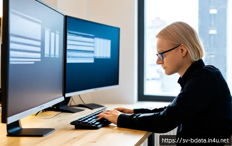 빅데이터 실무에서 데이터 검색 최적화 - Photorealistic Swedish data analyst in a bright modern Stockholm office, studying a large ultrawide ...